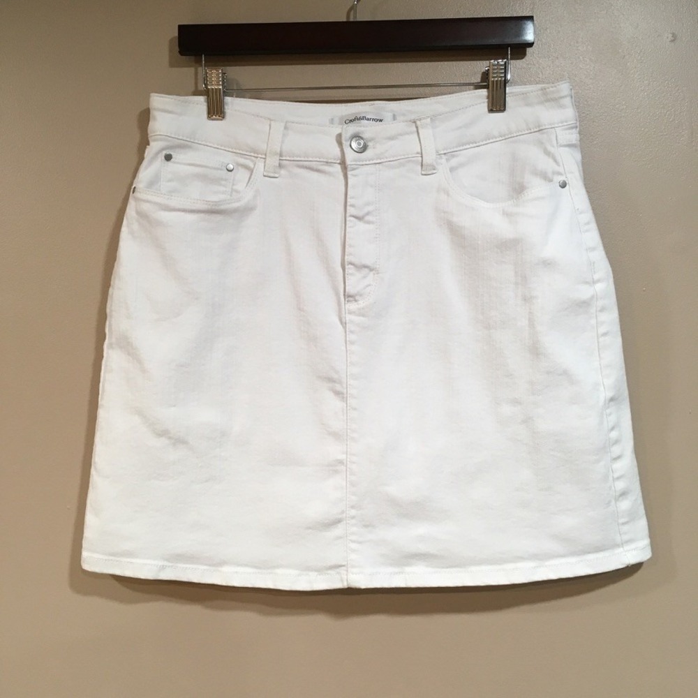Croft & Barrow Stretch Denim Mini Skirt Womens 12 White Casual Coastal Preppy
